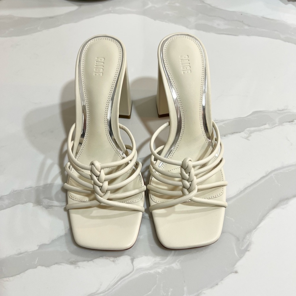 NWT - PAIGE Women's Becca Slip On Leather Strappy High Heel Sandals, Size 7